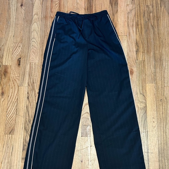 Zara Navy Pinstripe Joggers with White Trim - Picture 1 of 2